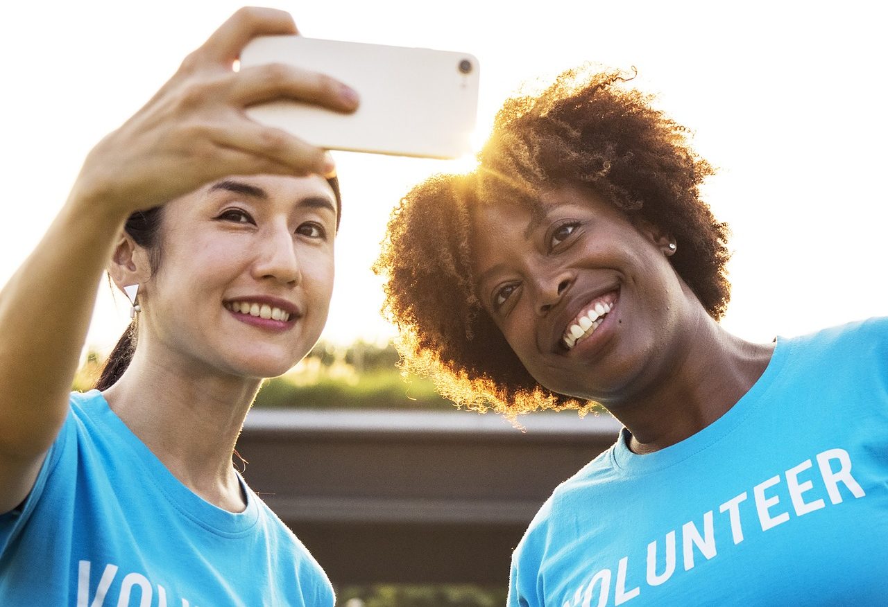 Volunteers taking a selfie