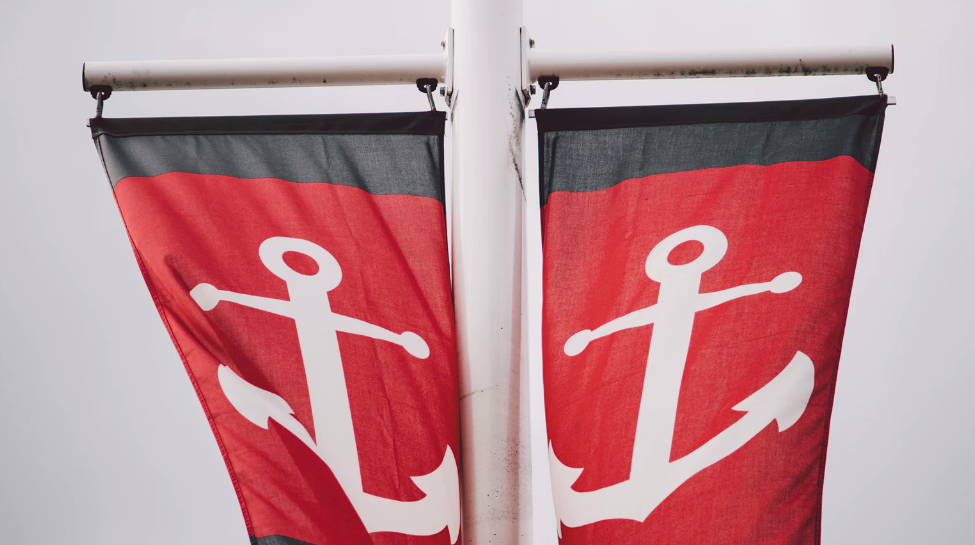 Anchor flags on a ship