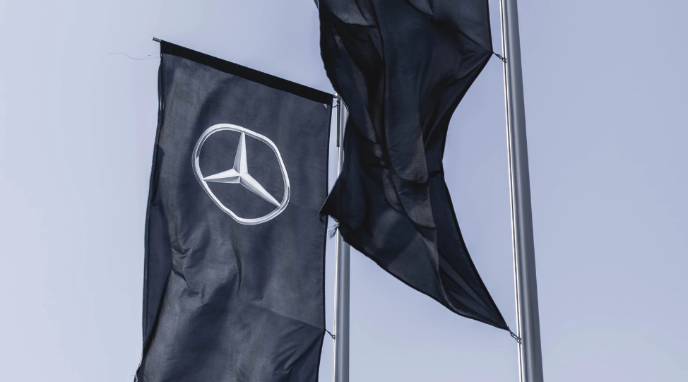Mercedes Benz logo flags