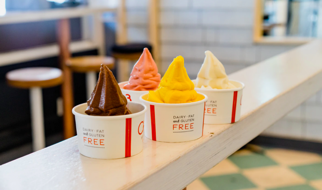 Various frozen yogurt flavors