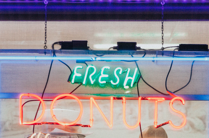 Hanging neon sign