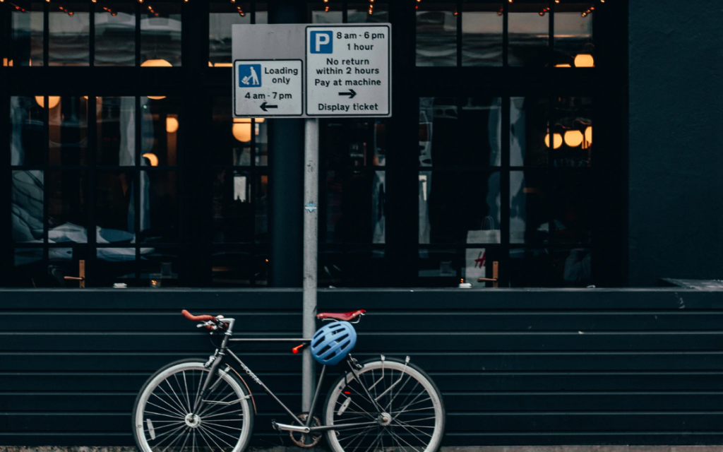 Parking signs with directional arrows